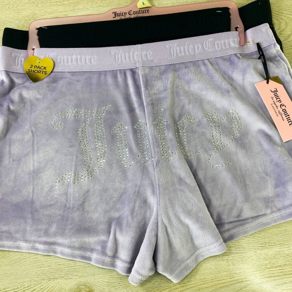 Juicy Couture Big Bling Velour Shorts Sleepwear, 2 pair, L, NWT